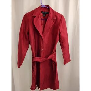Willi Smith red silk trench coat, size 8